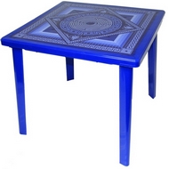 Стол пластиковый квадратный с деколем Сапфир, цвет: синий