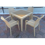 Комплект дачной мебели Невада с декором бежевый (стол и 4 стула)