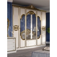 Шкаф с зеркалами Ольга  ( бежевый с золотым, ширина 275 см)