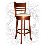 Барный деревянный стул 9393 вращающийся, кожзам кремовый