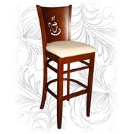 Барный деревянный стул 9131, кожзам кремовый