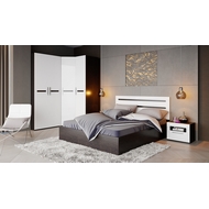 Набор мебели для спальни Фьюжн N1 (цвет: каркаса - венге линум/фасада - белый глянец)