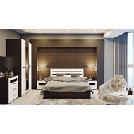 Набор мебели для спальни Фьюжн N2 (цвет: каркаса - венге линум/фасада - белый глянец)