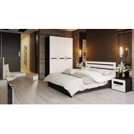 Набор мебели для спальни Фьюжн N3 (цвет: каркаса - венге линум/фасада - белый глянец)