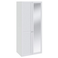 Шкаф для одежды с 1-ой глухой и 1-ой с зеркальной дверью серии Ривьера СМ 241.07.002 L, каркас/фасад - белый