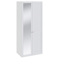 Шкаф для одежды с 1-ой глухой и 1-ой с зеркальной дверью серии Ривьера СМ 241.07.002 R, каркас/фасад - белый