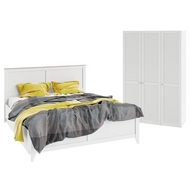 Спальня, стандартный набор серии Ривьера ГН-241.000, каркас - дуб бонифацио, фасад - белый