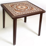 Стол пластиковый квадратный с деколем Греческий орнамент, цвет: шоколадный