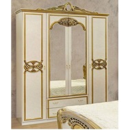Шкаф с зеркалами Ольга (бежевый с золотым, ширина 186,5 см)